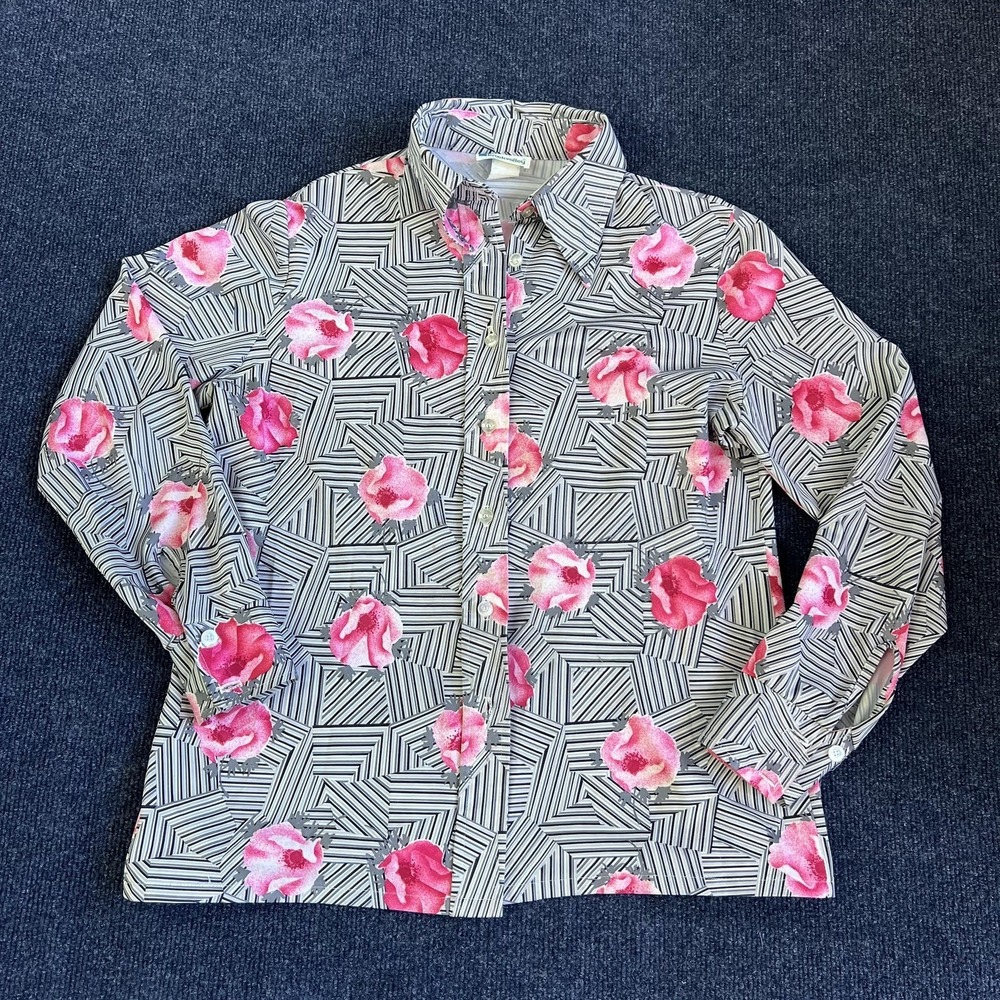 Vintage Fairfield Brookvalley Shirt Womens Medium Floral Geometric 80s